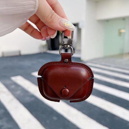 PU Leather AirPods Pro 2 Case | Soft Leather Case with Keychain Hook