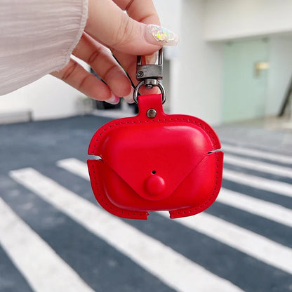 PU Leather AirPods Pro 2 Case | Soft Leather Case with Keychain Hook