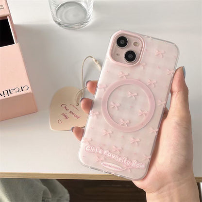Pink Bow Magnetic Phone Case (For iPhones)