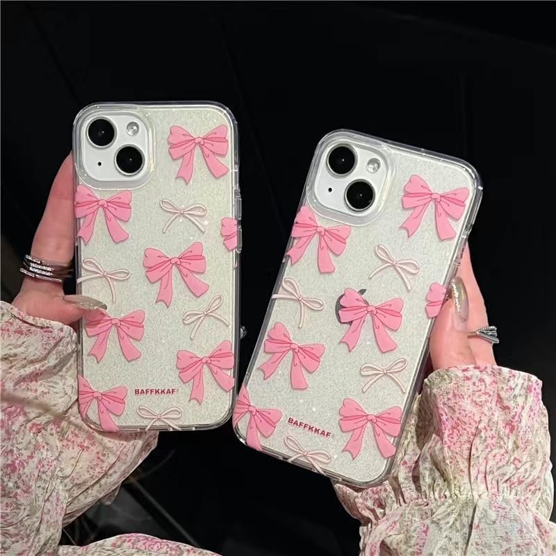 Aesthetic Bling Cute Pink Ribbon Bow Phone