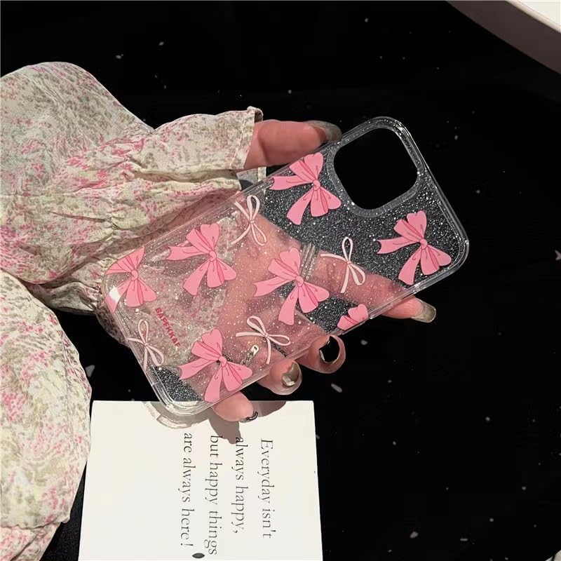 Aesthetic Bling Cute Pink Ribbon Bow Phone