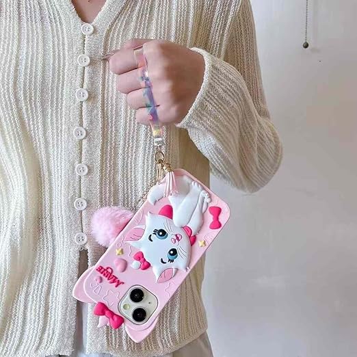 3D Cartoon Mary Kitty View Case, Premium Silicone Case