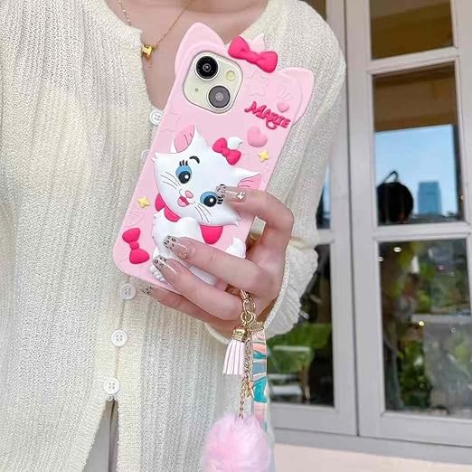 3D Cartoon Mary Kitty View Case, Premium Silicone Case