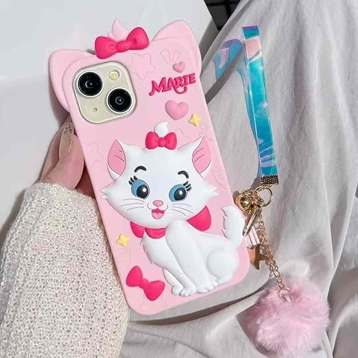 3D Cartoon Mary Kitty View Case, Premium Silicone Case